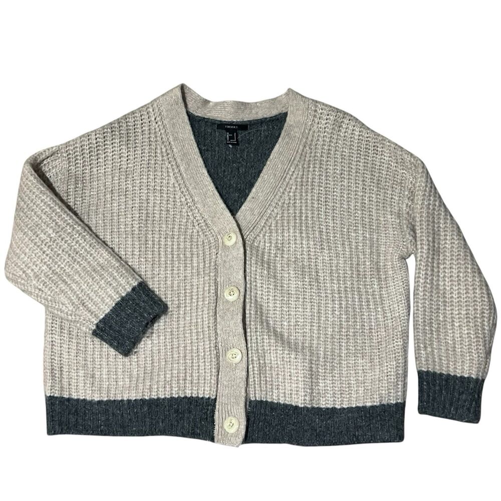 Forever21 Gray Color Block Cardigan Sz Small